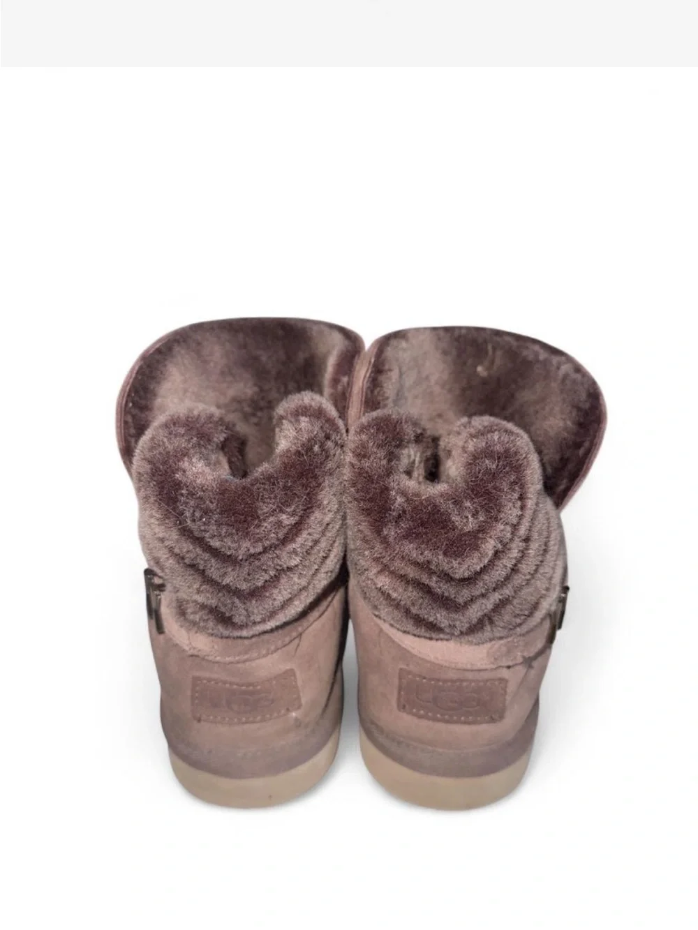 UGG Bailey Button Chestnut Suede Shearling Short Boots